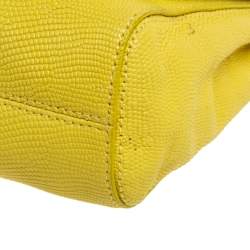 Pre Owned Mulberry Yellow Lizard Embossed Leather Shoulder Bag
