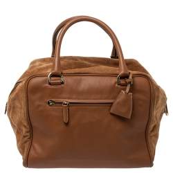 Pre Owned Mulberry Brown Leather and Suede Maisie Clipper Satchel