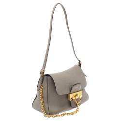 Pre Owned Mulberry Grey Soft Leather Mini Keeley Shoulder Bag