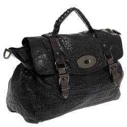 Pre Owned Mulberry Blue Holographic Leather Oversized Alexa Satchel