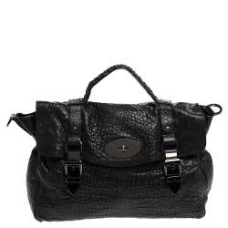 Pre Owned Mulberry Blue Holographic Leather Oversized Alexa Satchel