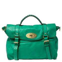 Pre Owned Mulberry Green Leather Oversized Alexa Satchel