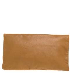 Pre Owned Mulberry Brown Leather Fold Over Turnlock Clutch