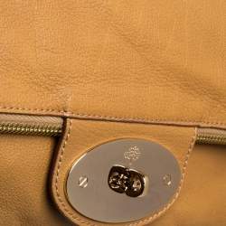 Pre Owned Mulberry Brown Leather Fold Over Turnlock Clutch