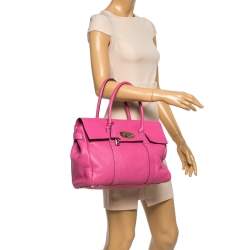 Pre Owned Mulberry Fuschia Grained Leather Bayswater Satchel