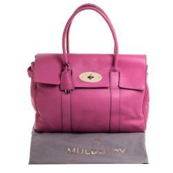 Pre Owned Mulberry Fuschia Grained Leather Bayswater Satchel