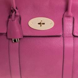 Pre Owned Mulberry Fuschia Grained Leather Bayswater Satchel