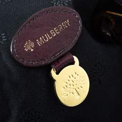 Pre Owned Mulberry Dark Plum Ostrich Embossed Velvet Daria Hobo