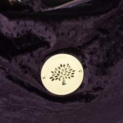 Pre Owned Mulberry Dark Plum Ostrich Embossed Velvet Daria Hobo