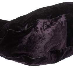 Pre Owned Mulberry Dark Plum Ostrich Embossed Velvet Daria Hobo