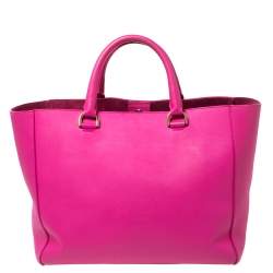 Pre Owned Mulberry Fuchsia Leather Large Willow Tote
