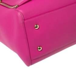 Pre Owned Mulberry Fuchsia Leather Large Willow Tote