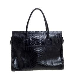 مملوكة مسبقً ا Mulberry Deep Midnight Blue Python Effect Leather Bayswater Satchel