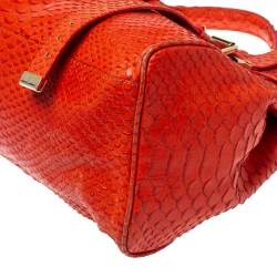 Mulberry Orange Python Embossed Leather Oversized Alexa Satchel
