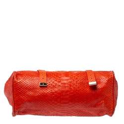 Mulberry Orange Python Embossed Leather Oversized Alexa Satchel