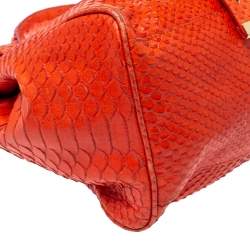 Mulberry Orange Python Embossed Leather Oversized Alexa Satchel