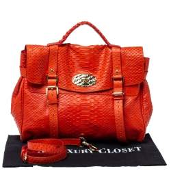 Mulberry Orange Python Embossed Leather Oversized Alexa Satchel