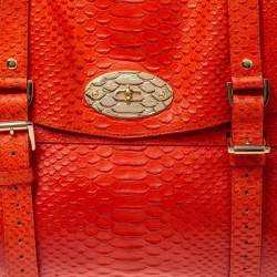 Mulberry Orange Python Embossed Leather Oversized Alexa Satchel