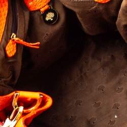 Mulberry Orange Python Embossed Leather Oversized Alexa Satchel