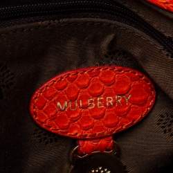 Mulberry Orange Python Embossed Leather Oversized Alexa Satchel