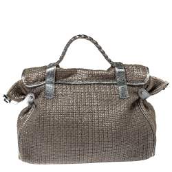 Pre Owned Mulberry Metallic Woven Fabric and Leather Alexa Top Handle Bag