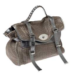 Pre Owned Mulberry Metallic Woven Fabric and Leather Alexa Top Handle Bag