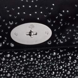 Pre Owned Mulberry Black Satin Embellished Clemmie Foldover Clutch