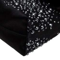 Pre Owned Mulberry Black Satin Embellished Clemmie Foldover Clutch