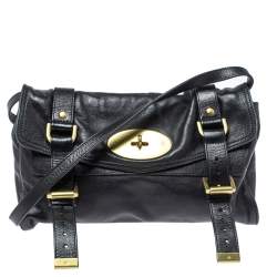 Pre Owned Mulberry Black Leather Alexa Flap Shoulder Bag