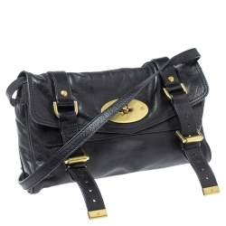 Pre Owned Mulberry Black Leather Alexa Flap Shoulder Bag