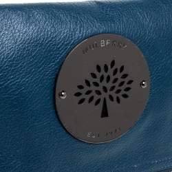 Pre Owned Mulberry Dark Teal Leather Daria Fold Over Clutch