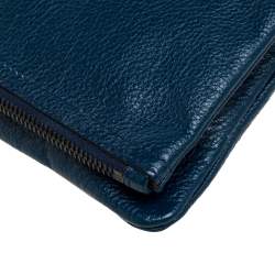 Pre Owned Mulberry Dark Teal Leather Daria Fold Over Clutch