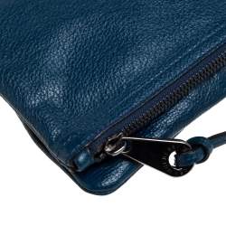 Pre Owned Mulberry Dark Teal Leather Daria Fold Over Clutch