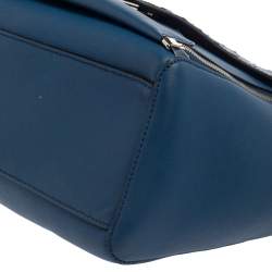 Pre Owned Mulberry Blue Leather And Ostrich Willow Tote