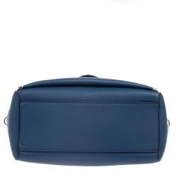 Pre Owned Mulberry Blue Leather And Ostrich Willow Tote