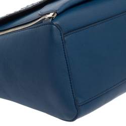 Pre Owned Mulberry Blue Leather And Ostrich Willow Tote