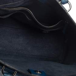 Pre Owned Mulberry Blue Leather And Ostrich Willow Tote