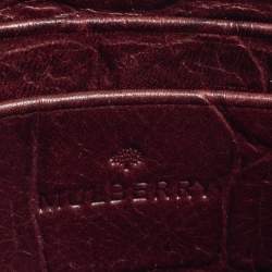 Pre Owned Mulberry Burgundy Crocodile Embossed Leather Mini Lily Shoulder Bag