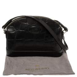 Pre Owned Mulberry Black Croc Embossed Leather Shoulder Bag