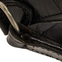 Pre Owned Mulberry Black Croc Embossed Leather Shoulder Bag