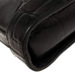 Pre Owned Mulberry Black Croc Embossed Leather Shoulder Bag