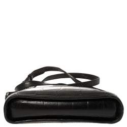 Pre Owned Mulberry Black Croc Embossed Leather Shoulder Bag