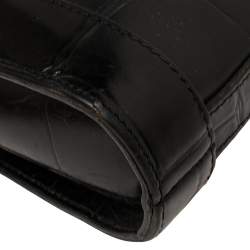 Pre Owned Mulberry Black Croc Embossed Leather Shoulder Bag