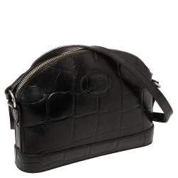 Pre Owned Mulberry Black Croc Embossed Leather Shoulder Bag