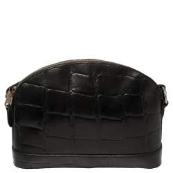 Pre Owned Mulberry Black Croc Embossed Leather Shoulder Bag