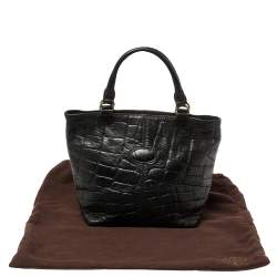 Pre Owned Mulberry Black Croc Embossed Leather Tote