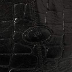 Pre Owned Mulberry Black Croc Embossed Leather Tote