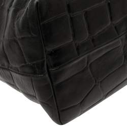 Pre Owned Mulberry Black Croc Embossed Leather Tote