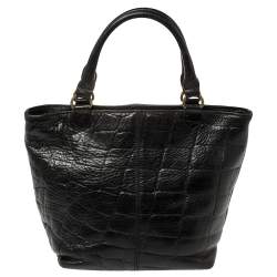 Pre Owned Mulberry Black Croc Embossed Leather Tote