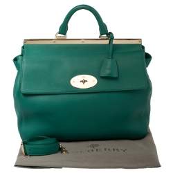 Pre Owned Mulberry Green Leather Suffolk Top Handle Bag